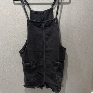 🖤 Aerie Black Denim Romper w/ Frayed Hem – Size L 🖤